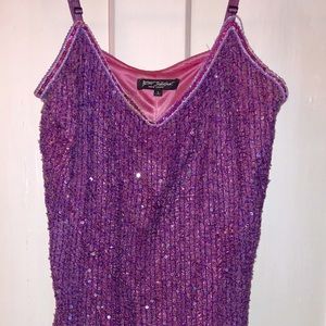 Betsey Johnson Purple Sequin Slip Dress L